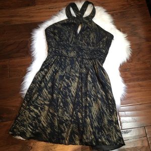 5 for $25! Nine West Black & Gold Dress